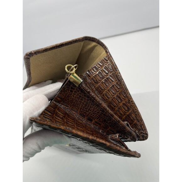 Vintage Clutch Handbag Envelope Style Snake Gator print brown Faux Leather Chain - Picture 6 of 16